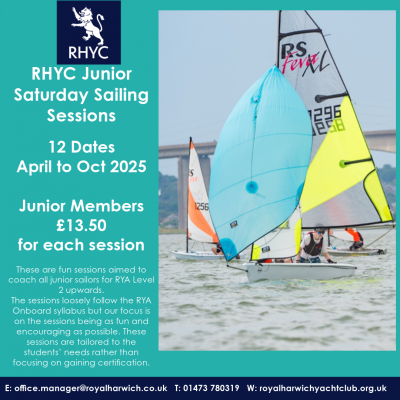 Boat Hire for Junior Saturday Saling Sessions 2025