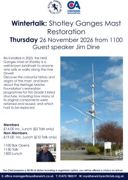 RHYC / CA Wintertalk  'Shotley Ganges Mast Restoration' with Jim Dines - Thursday 26 November from 1100